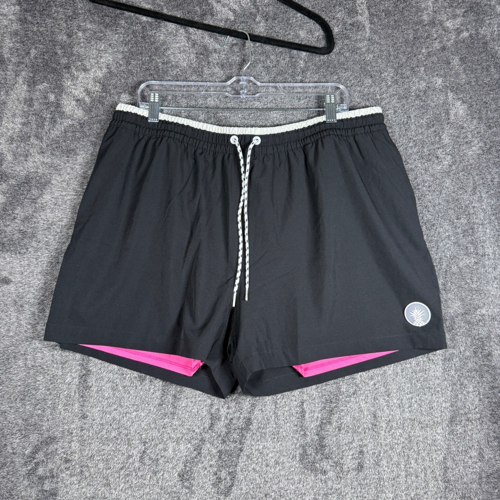 Chubbies Mens XXL Swim Trunks Black Pink Compression Liner 4 Inch Inseam Shorts